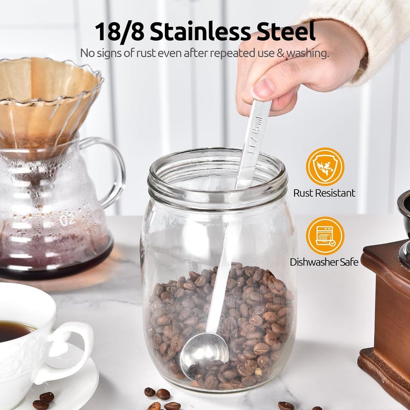 UTaste Coffee Scoop 1 Tablespoon: 18/8 Stainless Steel Measuring Scooper for Ground Coffee, Bean, Powder, Espresso, 6.9in Long Handle Metal Meaure Spoon for Canister, Jar (1Tbsp/15ml, Silver) - Image 3
